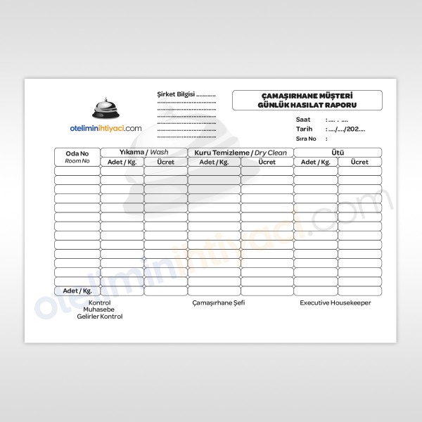 Çamaşırhane Hasılat Raporu