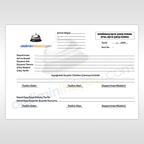 Eşya Çıkış Formu