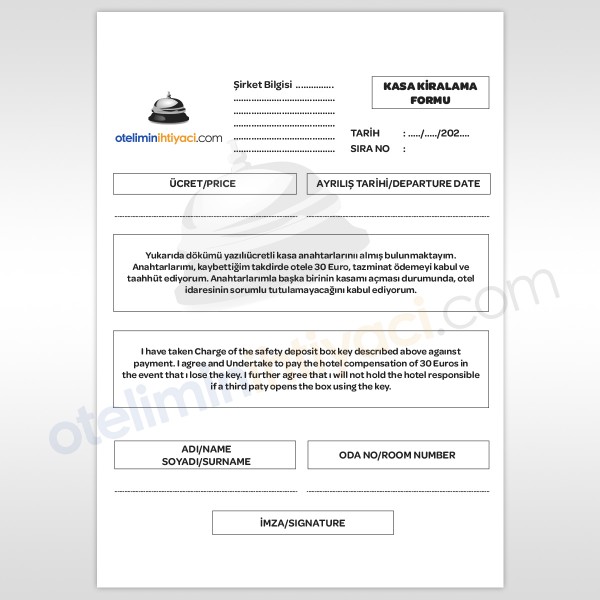 Kasa Kiralama Formu