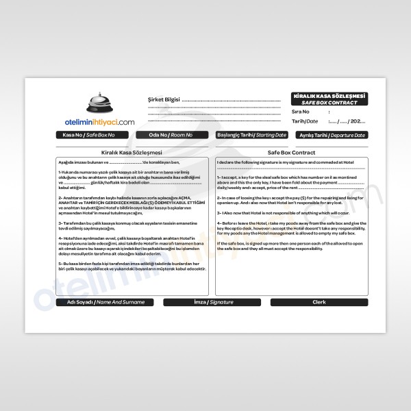Kiralık Kasa Sözleşmesi