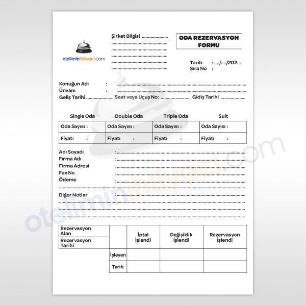 Oda Rezervasyon Formu 1