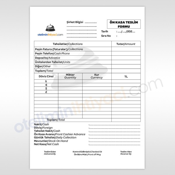 Ön Kasa Teslim Formu