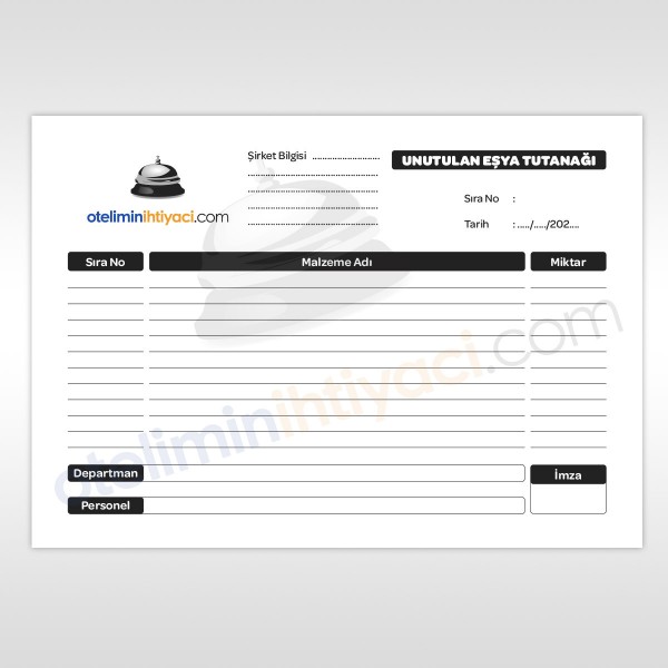 Unutulan Eşya Formu